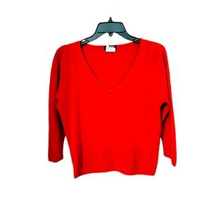 Y2K Vintage Esprit Red V Neck Cropped Sweater